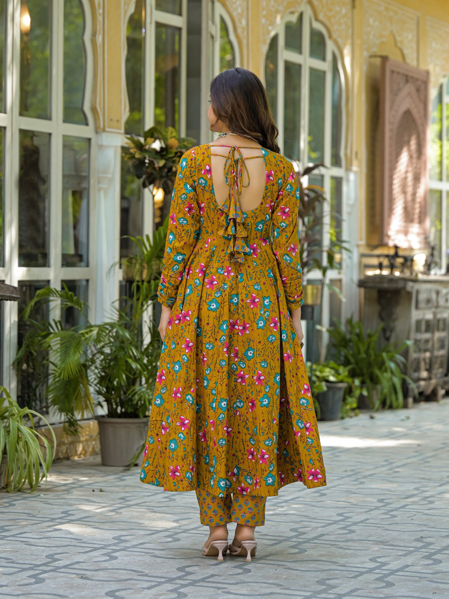 FALAK MUSTARD FLOWER COTTON SUIT SET