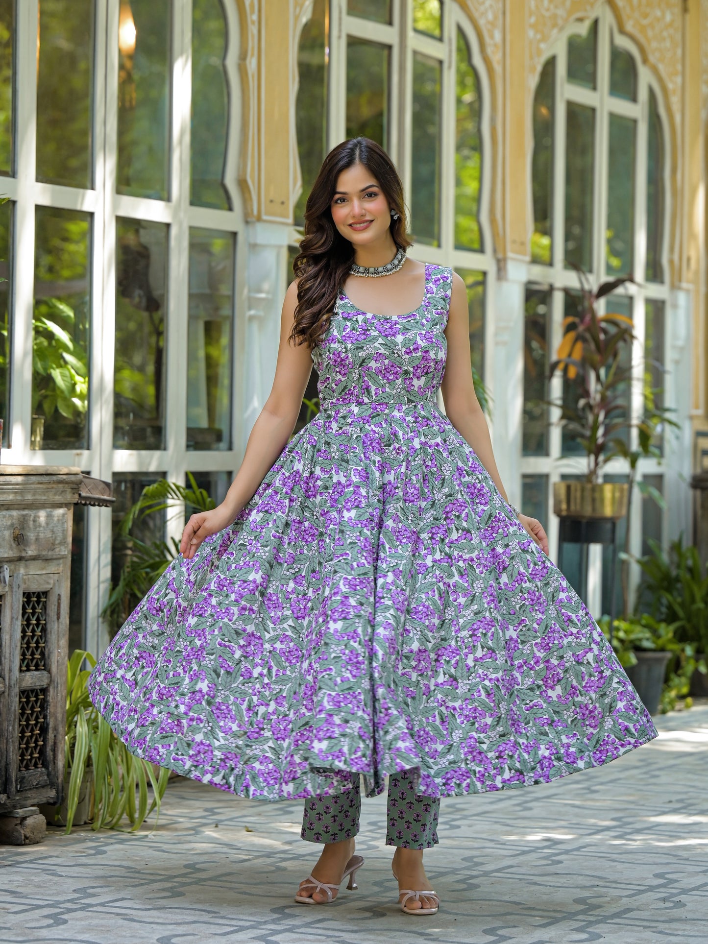 WAMIKA LEAF PRINT COTTON SUIT SET