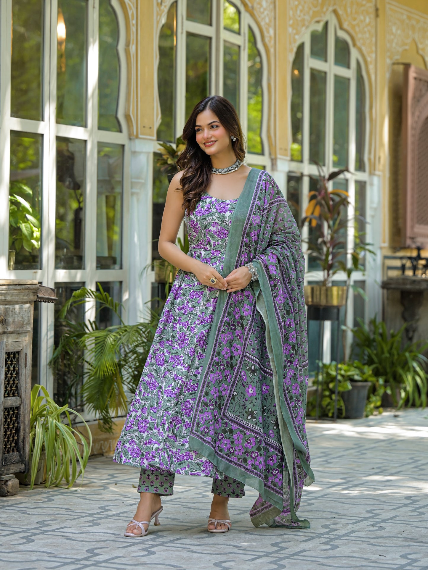 WAMIKA LEAF PRINT COTTON SUIT SET