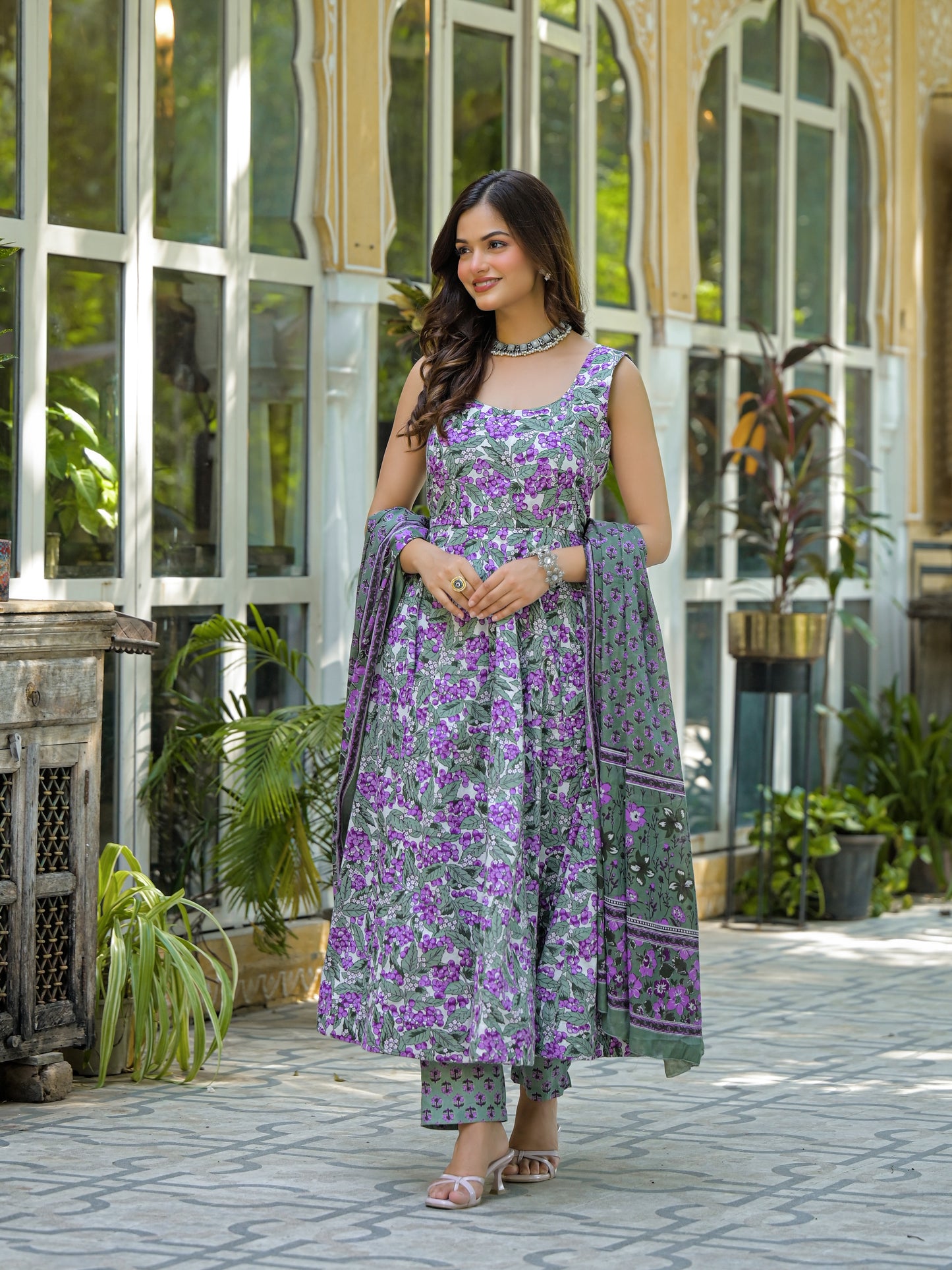 WAMIKA LEAF PRINT COTTON SUIT SET