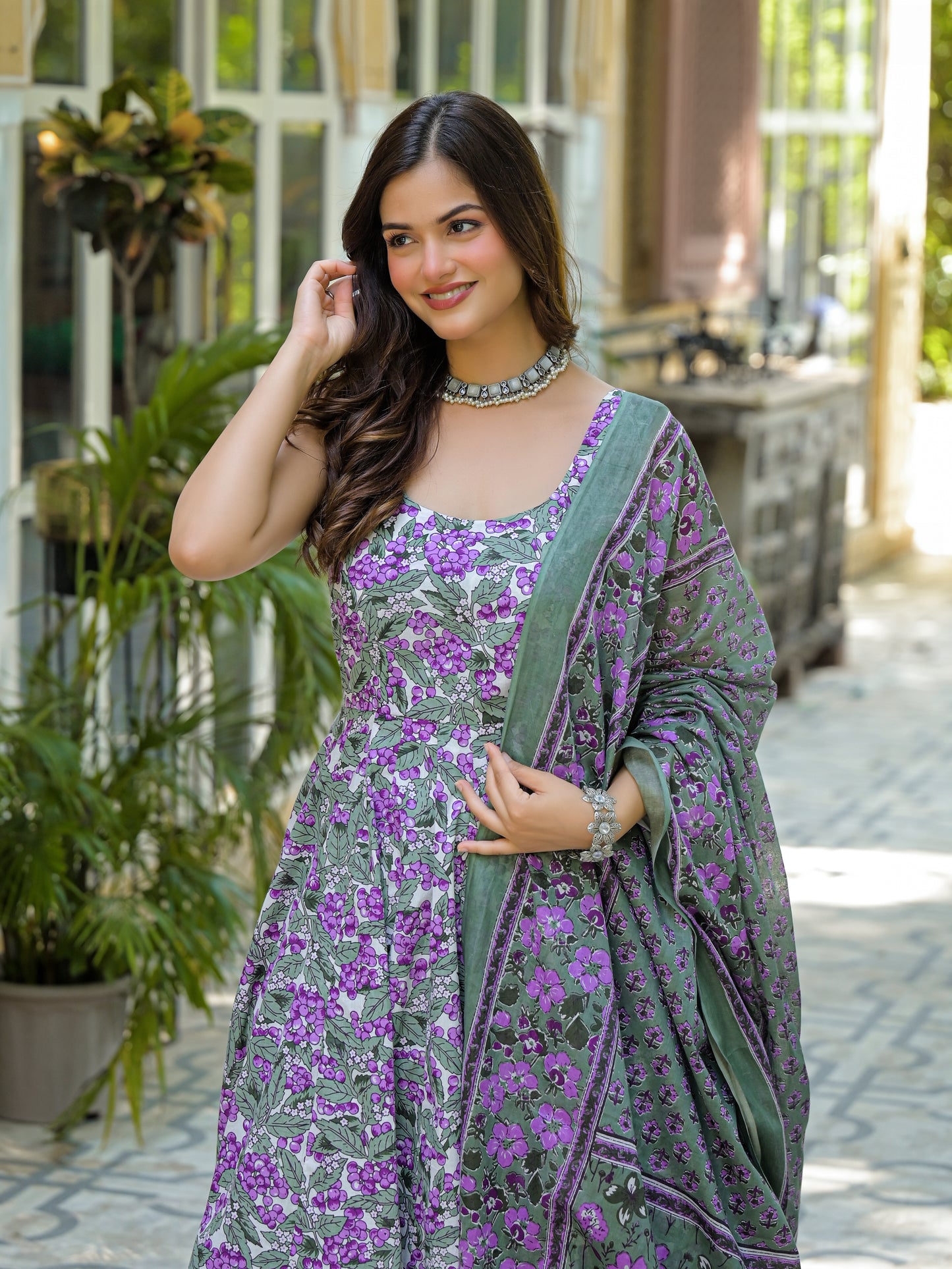 WAMIKA LEAF PRINT COTTON SUIT SET