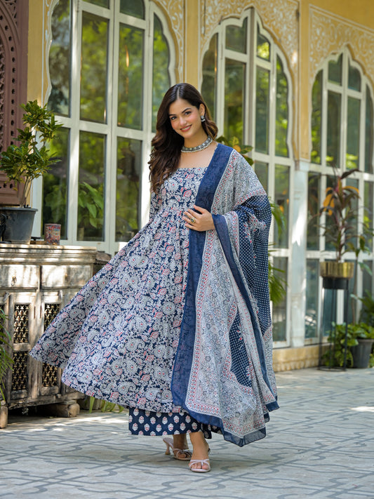 AASHVIKA BLUE COTTON SUIT SET