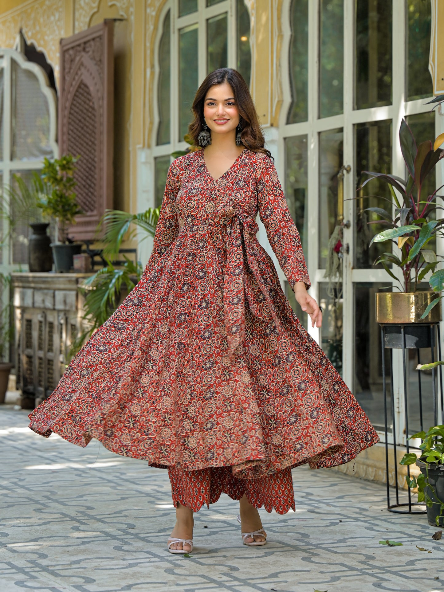 MABELINE MAROON COTTON SUIT SET