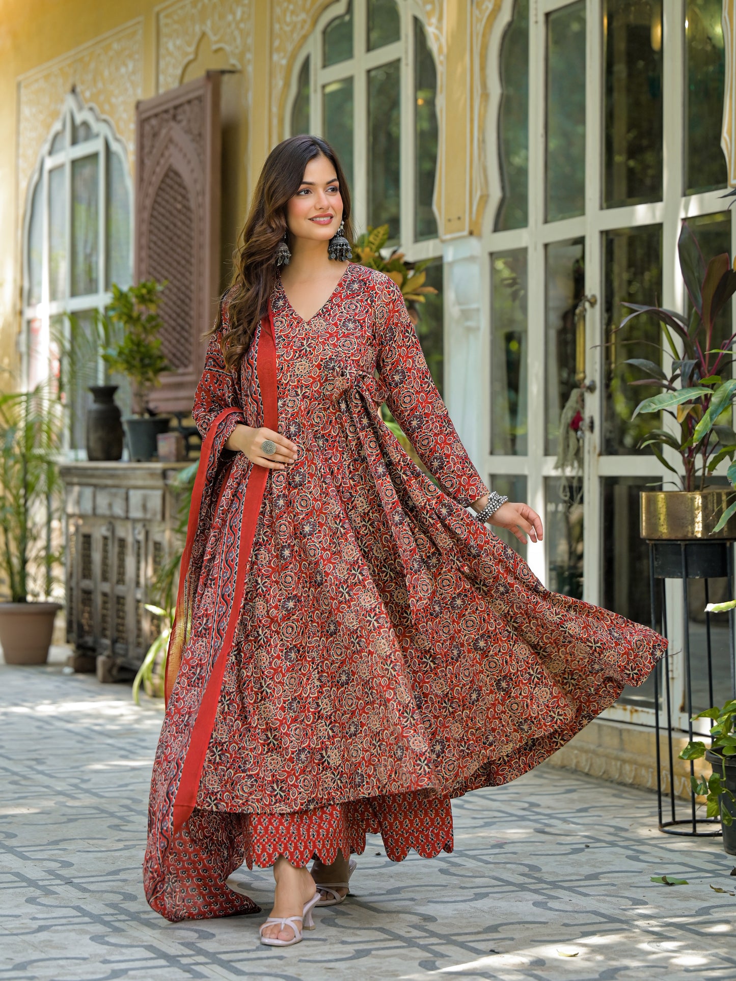 MABELINE MAROON COTTON SUIT SET