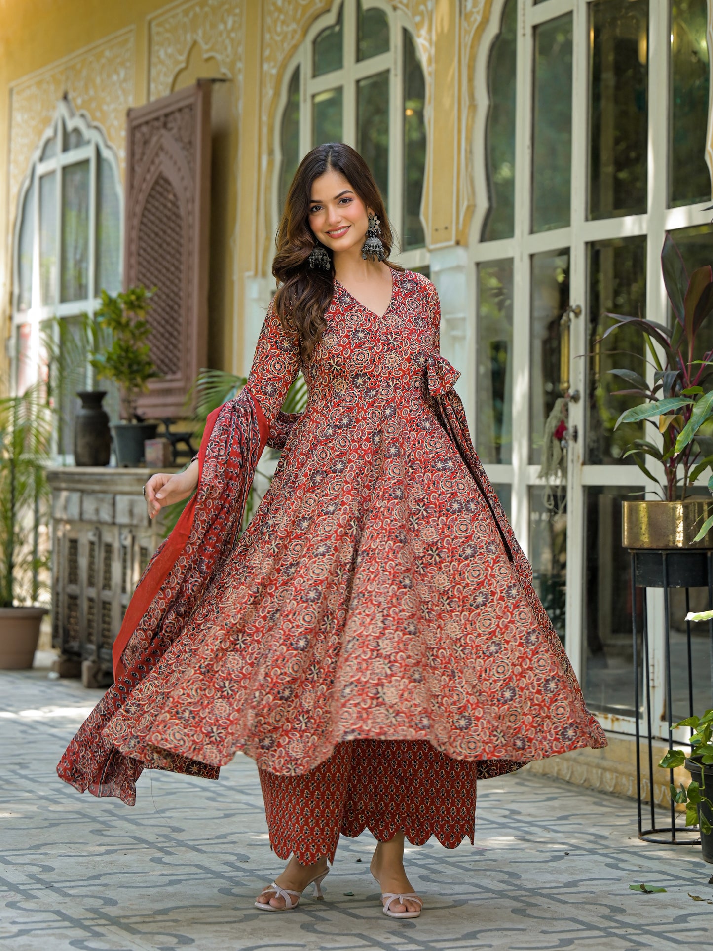 MABELINE MAROON COTTON SUIT SET